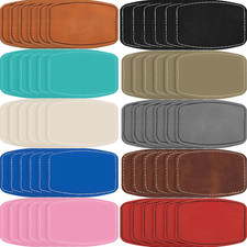 60 Pcs Blank Leatherette Hat Patches with Adhesive Rustic Rounded Rectangle Patc
