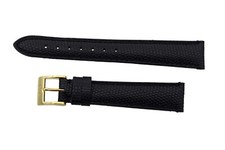 Gucci 17mm Black Leather Lizard Grain Watch Strap With Gold Buckle RKJ4