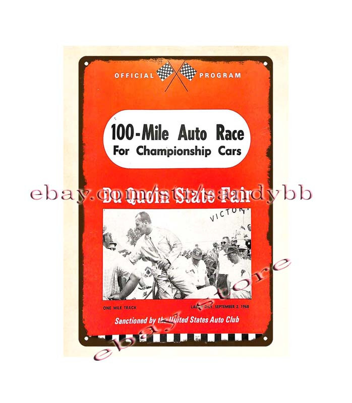 1968 Du Quoin State Fair 100 Mile Auto Race Championship Cars metal tin sign