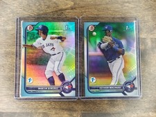 2022 Bowman 1st Edition Estiven Machado + Martin Gimenez Sky Blue Foil Blue Jays