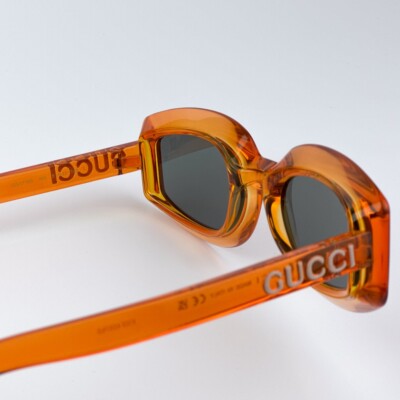 Gucci Women AUTHENTIC Sunglasses Orange Grey Square GG1719S 