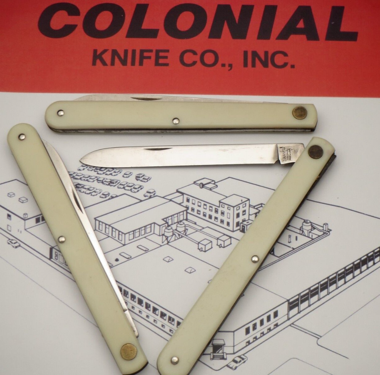 Vintage COLONIAL STAINLESS USA Made "Melon Tester" Knives Lot of