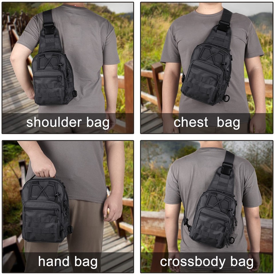 RTGGSEL Men's Camouflage Tactical Sling Bag - MOLLE Crossbody Chest Bag With USB Port, Large Size For EDC & Travel