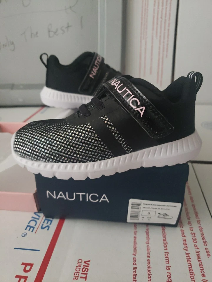 Zapatillas deportivas sin cordones Nautica Towhee negras para niños pequeños talla 8 #00s Foto 2 de 4