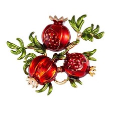 Red Enamel Pomegranate Brooch Pin Women Fruit Jewelry Wedding Gift Fashion Pins