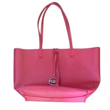 BCBG PARIS WOMENS VIBRANT RED TOTE SHOULDER BAG TAN INTERIOR GOLD ACCENT SPRING