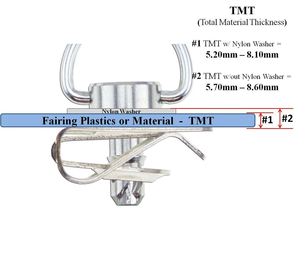 Chrome 10x 1/4 Turn Quick Release Clip Mount 19mm Fairing Race Dzus Panex - Image 4 of 4