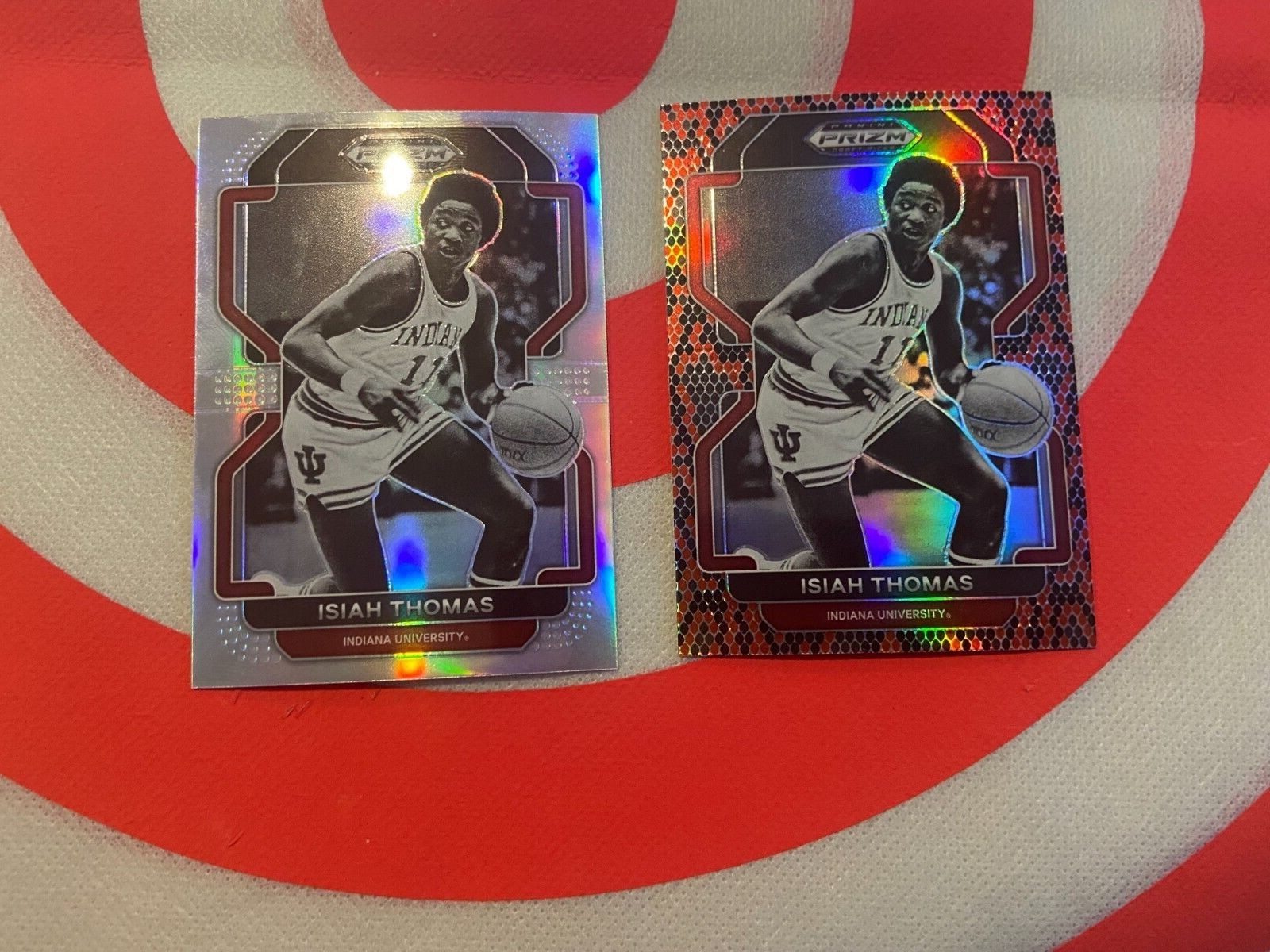 ISIAH THOMAS- 2022-23 Panini Prizm Draft Picks two different cards red snake ski