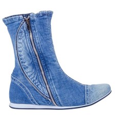 Denim Boots Shoes, Handmade Women's Sports Boots/Birthday Gift