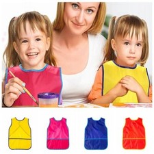 Toddler Kids Children Aprons Waterproof Painting Aprons With 3 Pockets 4 Colors