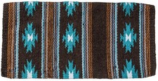 Western Wool Saddle Blanket - Aztec Print - 26"x26" - Brown - Turquoise - Orange