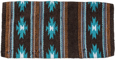 Western Wool Saddle Blanket - Aztec Print - 26''x26'' - Brown - Turquoise - Orange