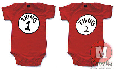 Thing One Thing Two Babygrow Red Cotton Twins Babygro Babysuit Baby Vest Ebay