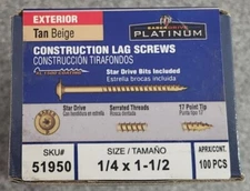 Midwest Fastener 51950 1/4 x 1-1/2 Construction Lag Screws 100 PCS.