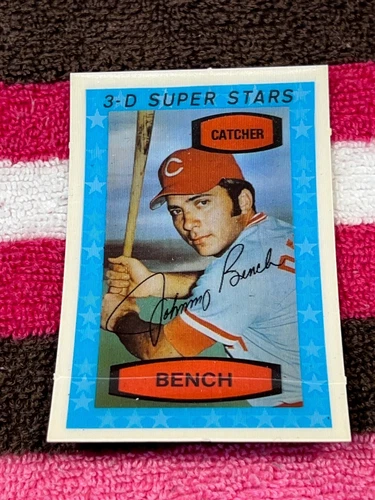 1975 3-D KELLOGGS #7 JOHNNY BENCH REDS H.O.F STAR EX VINTAGE BASEBALL CARD!