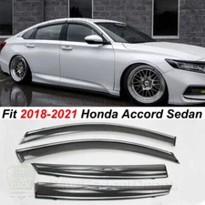 4x For 2018-2021 Honda Accord Sedan Window Visor Vent Rain Guards w/ Chrome Trim