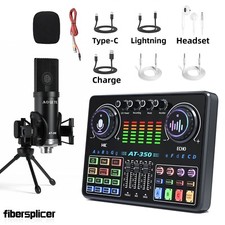 AT350 Live Streaming Kit 48V Audio Sound Card Condenser Microphone with Tripod