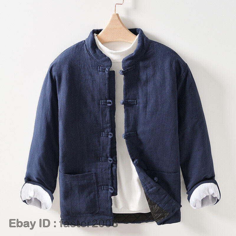 Winter Retro Men's Cotton Padded Jacket Chinese Style Button Warm