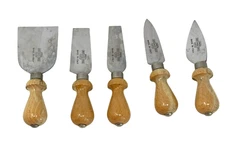 FAMA Maniago INOX Italian Cheese Knives Set of 5 Wooden Handles Vintage