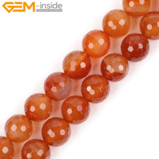 Round Carnelian Agate Natural Gemstone Loose Beads For Jewellery Making 15"
