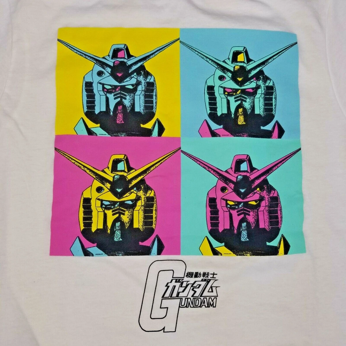 Gundam Shirt Mens Small White Pink Blue Yellow Mobile Suit