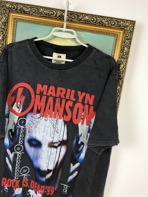 90s ヴィンテージMarilyn Manson Tシャツ Mサイズ Vintage 90's Marilyn Manson Rock Is Dead Band Tee Shirt Rare Metal