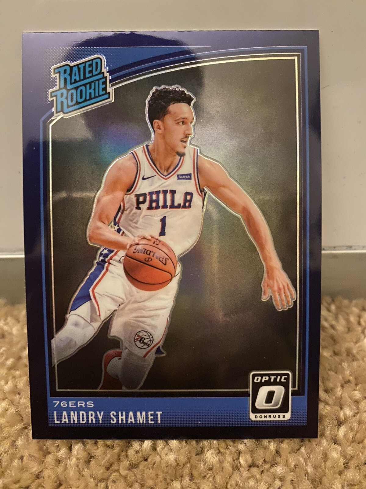 Landry Shamet Purple Rated Rookie 2018-19 Donruss Optic 158 Prizm RC 76ers MINT