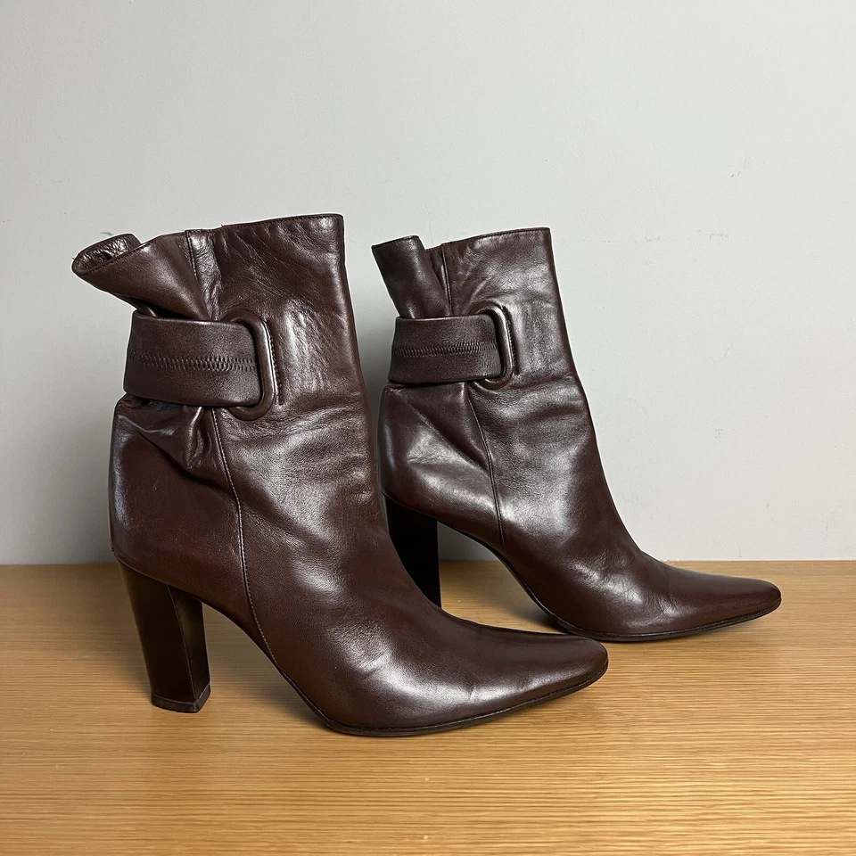 Botas de cuero Bottega Veneta punta tacón alto - talla 38,5 Foto 3 de 4