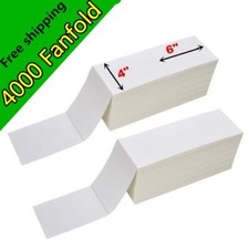 4000 Fanfold 4" x 6" Direct Thermal Shipping Barcode Labels Zebra 2844