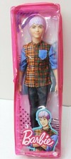 Barbie Ken Fashionistas Doll #154 Sculpted Purple Hair & Plaid Shirt Jeans