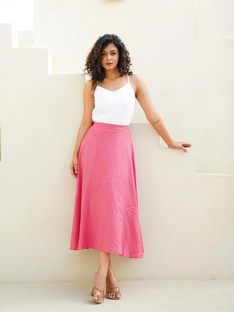 Long Linen Skirt , Maxi A-Line Linen Skirt, Linen Skirt with Zipper, Linen Bohem