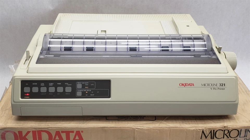 Oki OkiData Microline 321 9-Pin Dot Matrix Printer GE8253A w/ Original Box - Image 2 of 4