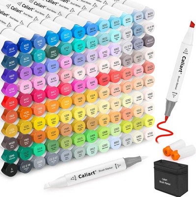Caliart 121 Colors Alcohol Markers Brush 1 Count (Pack of 121), Multicolor 