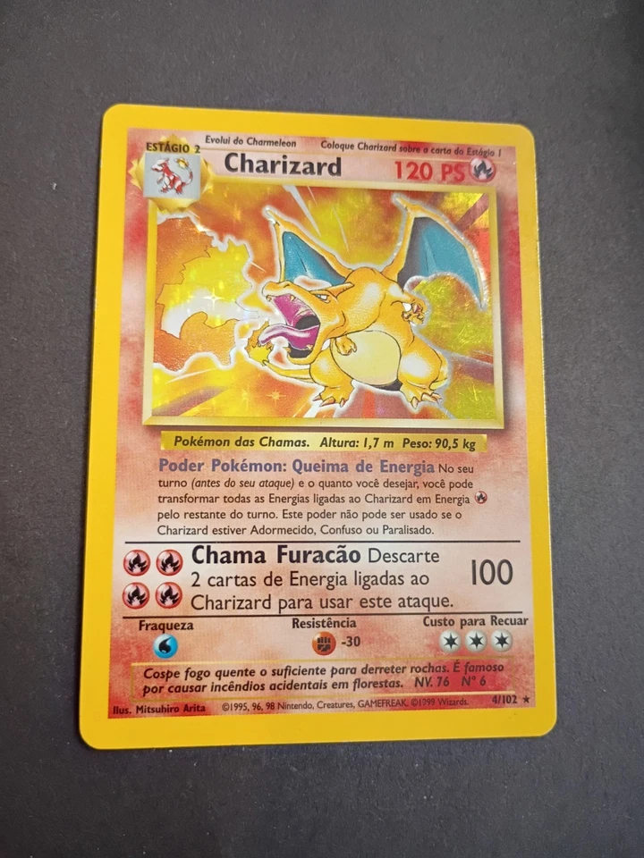 CGC Portuguese Charizard 1999 Base Set 4/102 Holo Pokemon Card - Image 2 of 4