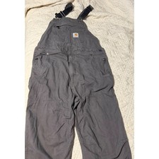 Carhartt Mens Duck Bib Overalls Dark Gray Shadow Double knee Work Large