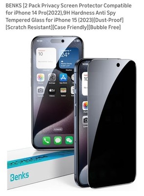 2 Pack Privacy Screen Protector for iPhone 14 Pro Anti Spy Tempered Glass