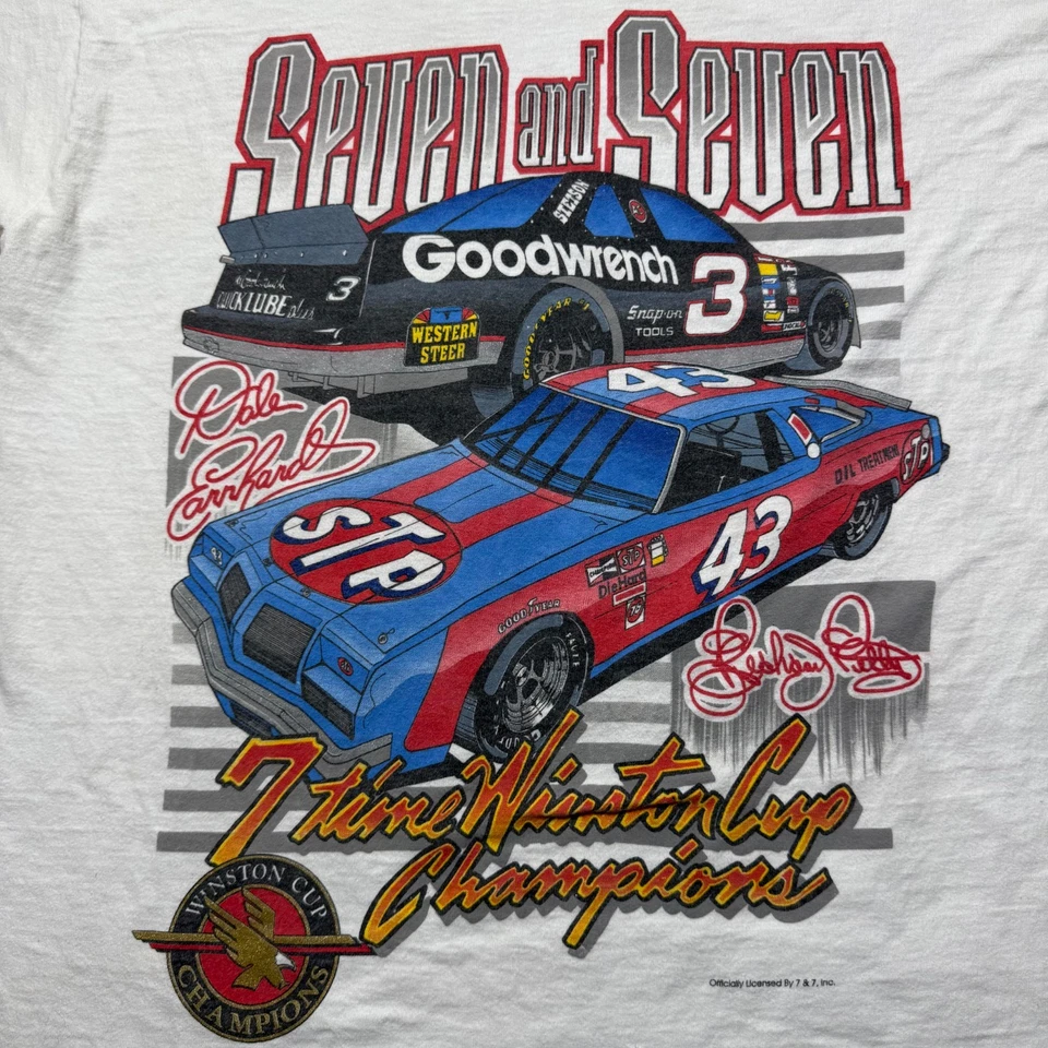 复古 90 年代 Dale Earnhardt Richard Petty Nascar Winston Cup Champs T 恤大号 — 第 2/4 张图片