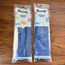 1989 Vintage NOS Goody Terry Sports Sweat Band Blue Headband - Lot of 2