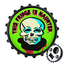 The HAUNTED HORROR Refrigerator Magnet  Bottle Opener  Classic Scare Decor