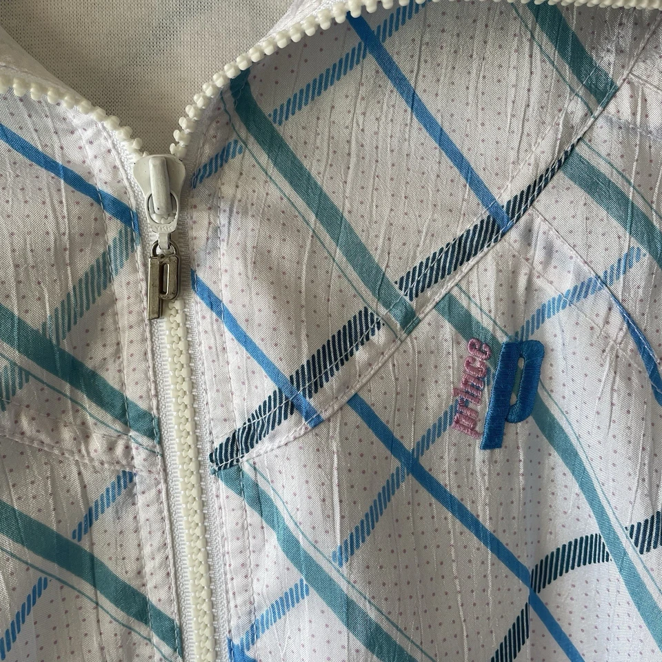 Prince 2 Pcs Set Tracksuit Tennis Jacket Pants blue/whiteF floral L FullZip Vtg - Image 4 of 4