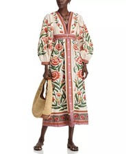 FARM RIO Ainika Off-White Flora Tapestry Maxi Dress SZ M