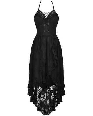 Dark In Love wunderschönes Gothic Spitzen Schwalbenschwanz Ballkleid