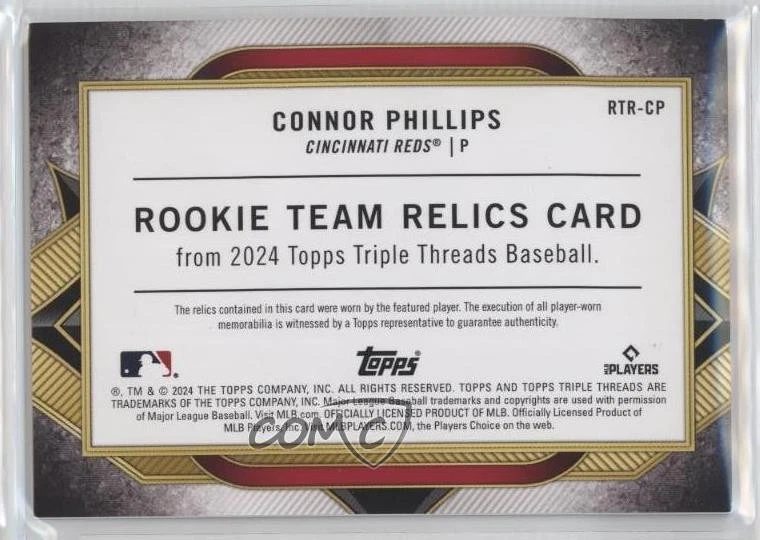 2024 Topps Triple Threads Rookie Team Relics Amethyst /27 Connor Phillips RC - Image 2 of 2