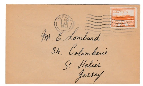 NS32 1943 GERMAN OCCUPATION OF JERSEY FIRST DAY OF ISSUE COVER 2d ORANGE VIEW