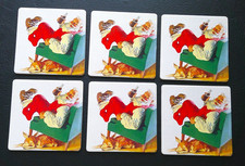 (6) Vintage Coca-Cola Santa Claus Coasters Cork Back NEW