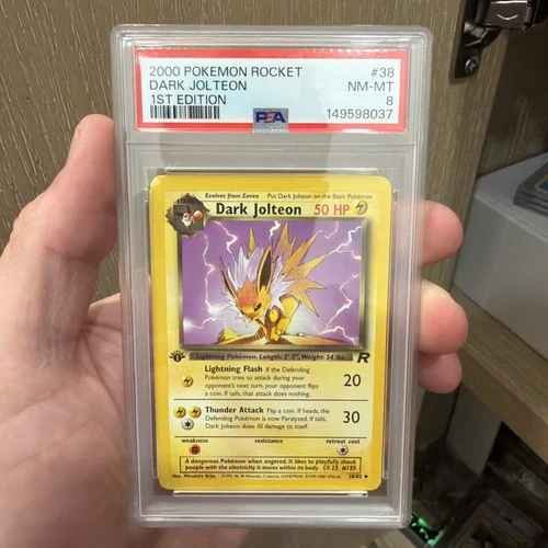 2000 POKEMON ROCKET 38 DARK JOLTEON 1ST EDITION PSA 8