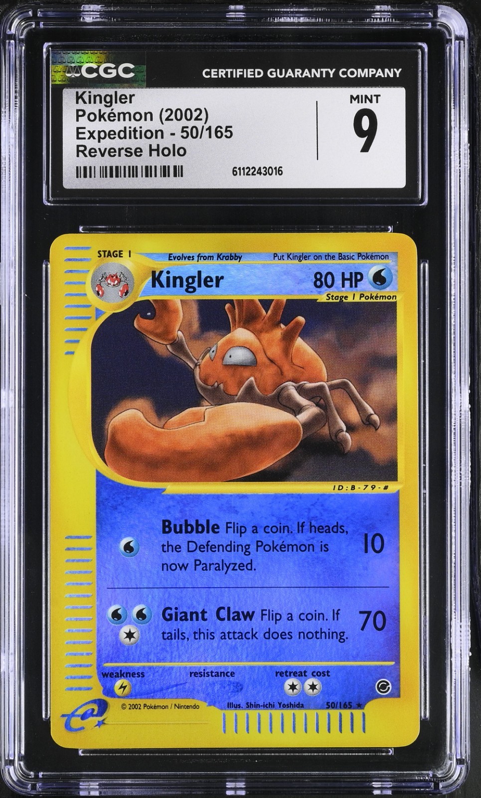 Pokemon PSA CGC 9 MINT Kingler 50/165 Expedition Reverse Holo 2002 E-Reader