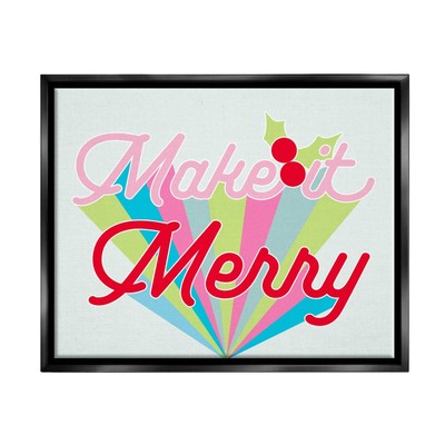 Make It Merry Bold Christmas Stripes Floating Framed Wall Art, Design by Lil'...