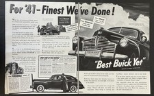 1940 Buick Finest For 41 Fireball Engine Dynaflash Design 2 Page Vtg Print Ad