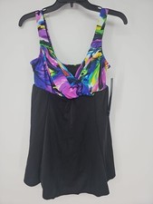 New Longitude Black One Piece 10 Slimming Swimsuit Swim Dress